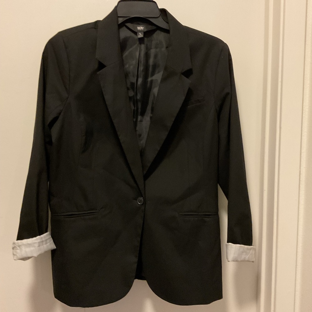 Black One Button Blazer Jacket Size L
